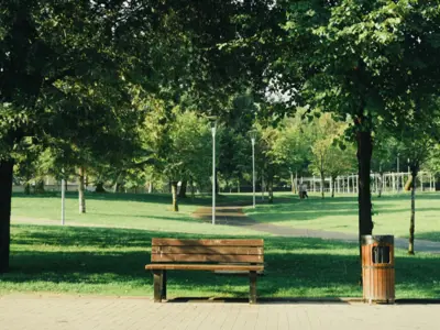 Photo d'un parc de la ville d'Ottawa avec un banc